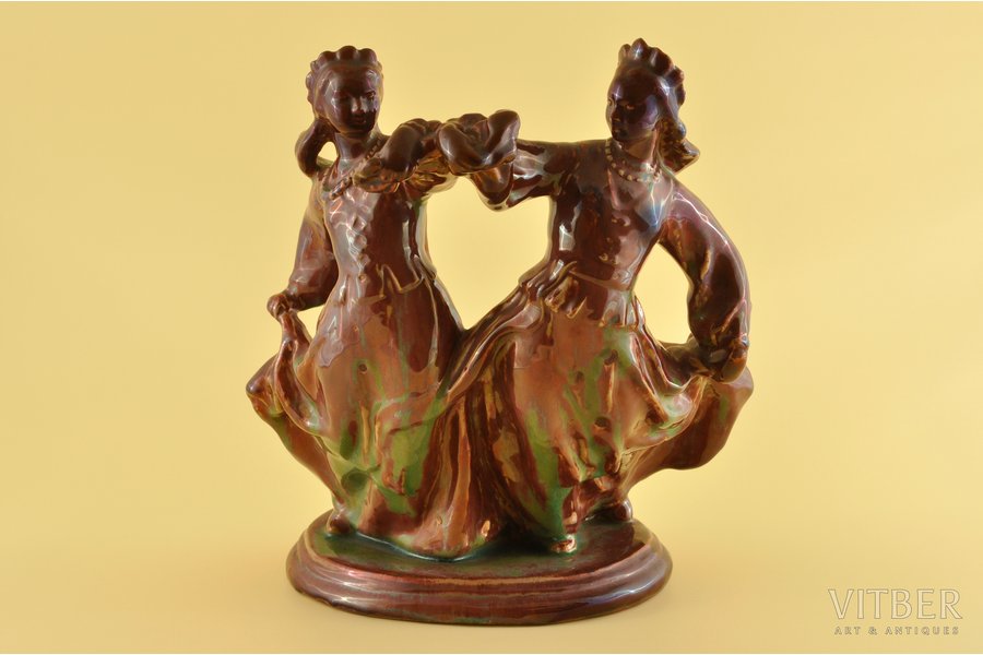 figurine, Traditional dance, ceramics, Lithuania, USSR, Kaunas industrial complex "Daile", the 60ies of 20th cent., 29 cm