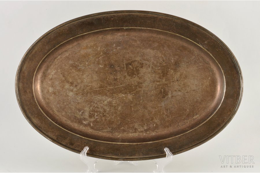 поднос, Александр Кач, посеребрение, металл, Российская империя, 1270 г., 47 x 31 см
