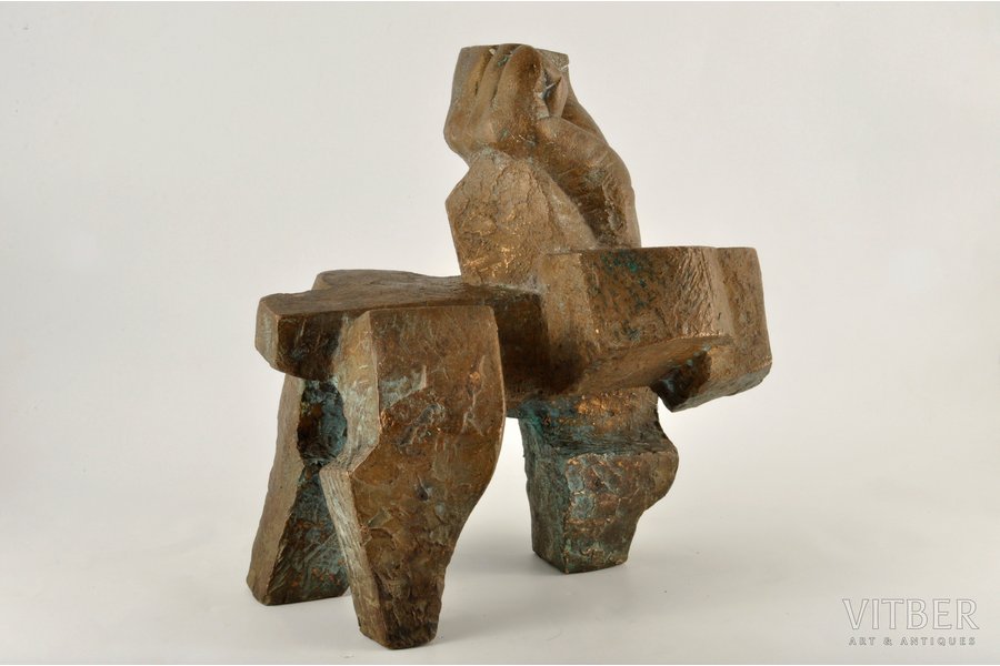figurative composition, "Centaur", exhibition sculptor's work, bronze, 28.5 x 27.5 x 20 cm, weight 12550 g., Latvia, 1992