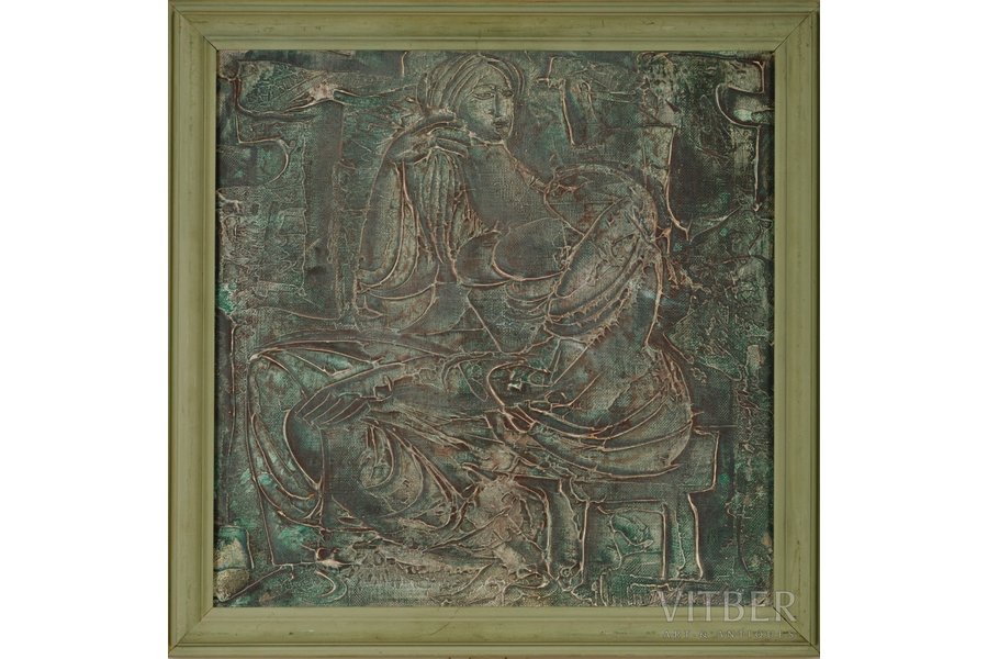 Skulme Džemma (1925-2019), "Tautu meita", 1972 g., audekls, eļļa, 50 x 50 cm