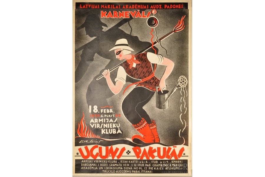 Latvijas Mākslas Akadēmijas audz. festivāls, 1939 g., plakāts, 100 x 67.5 cm, Alfreds Lesiņš
