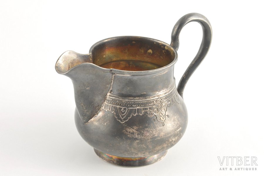 cream jug, silver, 84 standard, 145.85 g, 9.5x13 cm, the 2nd half of the 19th cent., Moscow, Russia, craftsman JN