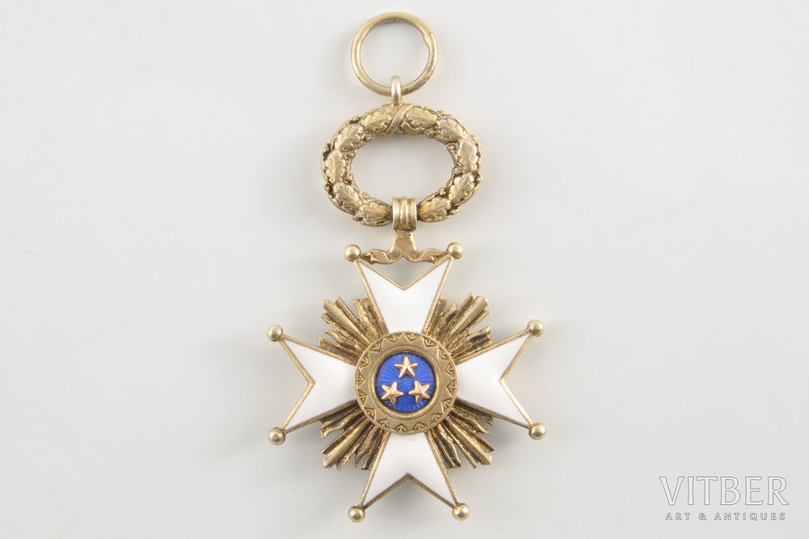 орден, Орден Трёх Звёзд 4-ой или 5-ой степени, серебро, Латвия, 20е-30е годы 20го века, 39x39 мм, 22.51 г
