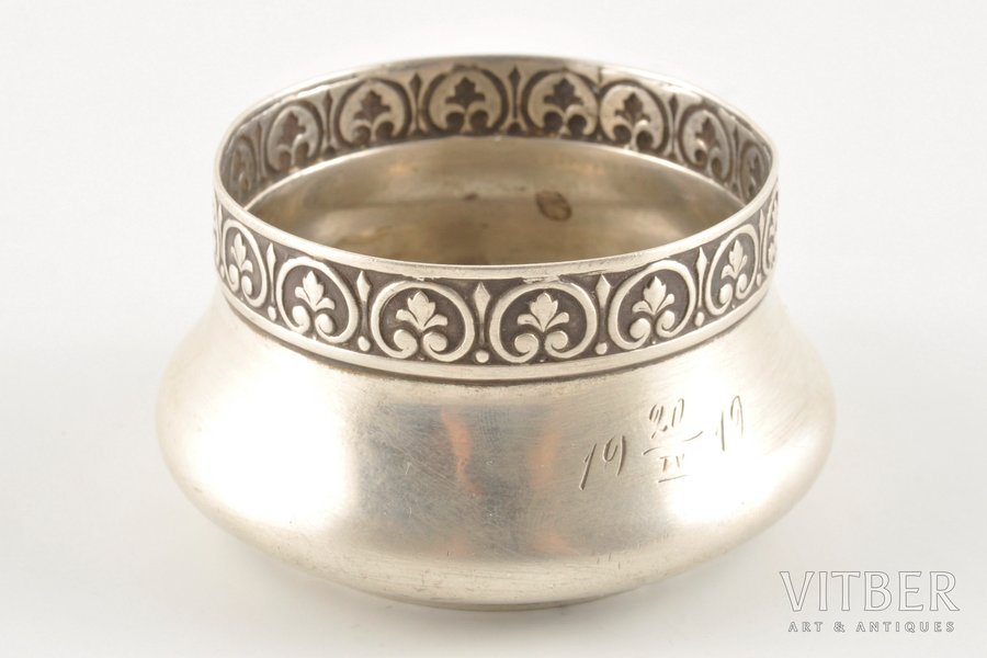 saltcellar, silver, 84 standard, 52.3 g, 3.5x6 cm, 1908, Moscow, Russia, craftsman - Pavel Amerikantsev