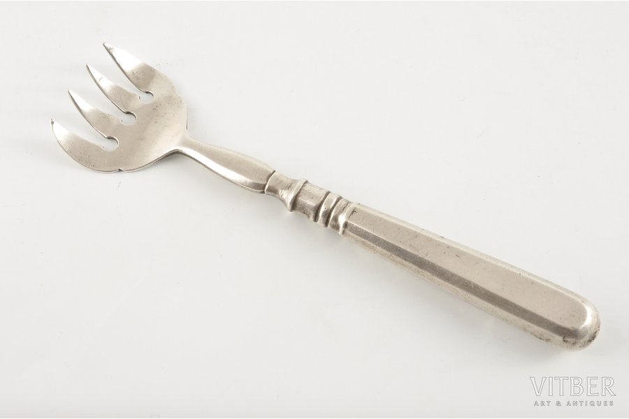fork, silver, for asparagus, 84 standard, 35 g, 15.5 cm, 1894, St. Petersburg, Russia, craftsman - Johann Allenius