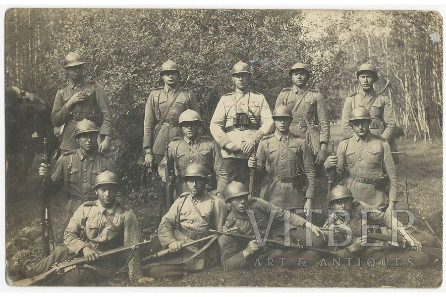 photography, Latvian soldiers with rifles, 20-30ties of 20th cent., 9x14 cm