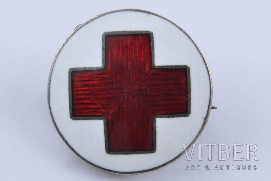 badge, The Latvian Red Cross, Latvia, 20-30ies of 20th cent., 20х20 mm
