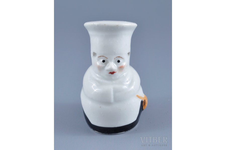 figurine, A Salt-cellar "Cook", porcelain, Riga (Latvia), M.S. Kuznetsov manufactory, the 30ties of 20th cent., 6.5 cm