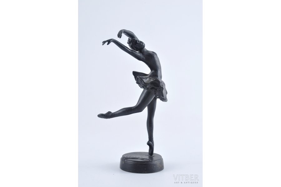статуэтка, Балерина, чугун, 16 см, вес 359.75 г., СССР, Касли, 1958 г.