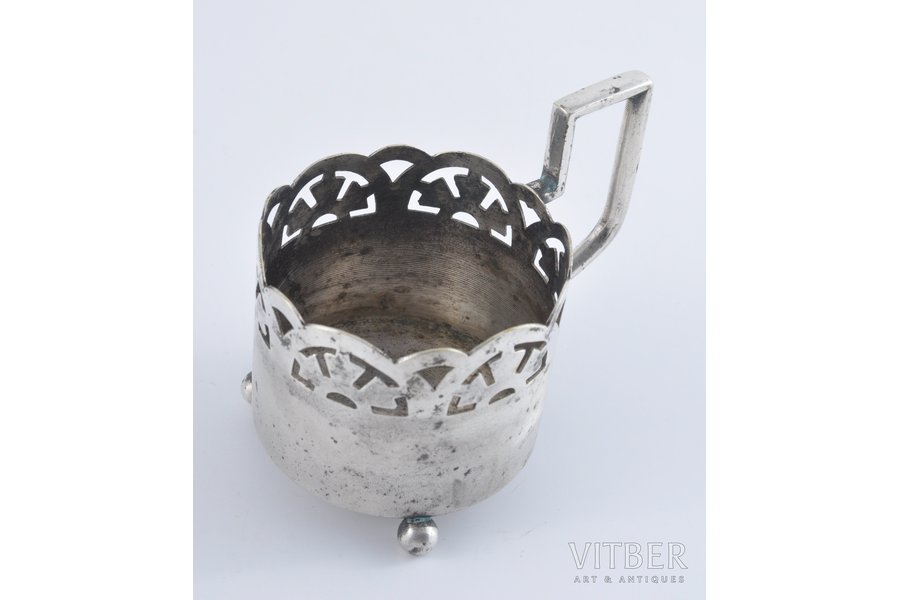 tea glass-holder, "Warszawa", Fabrika Wolska, german silver, Poland, the beginning of the 20th cent., height 8.5cm