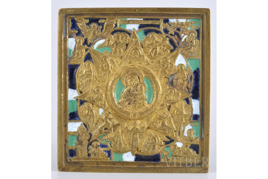 Купина, медный сплав, 3-цветная эмаль, Российская империя, 19-й век, 10x9.5 см