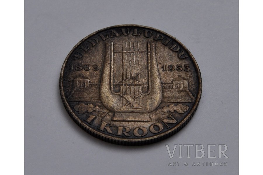 1 крона, 1933 г., Эстония, 5.75 г, Ø 25 мм