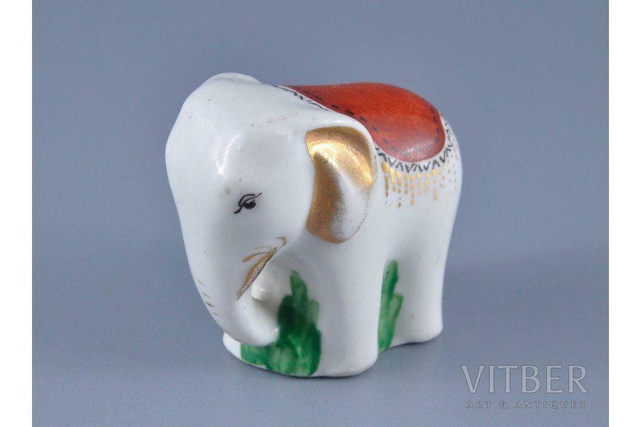 figurine, A Little Elephant, porcelain, USSR, LFZ - Lomonosov porcelain factory, the 40ies of 20th cent., 5x5 cm