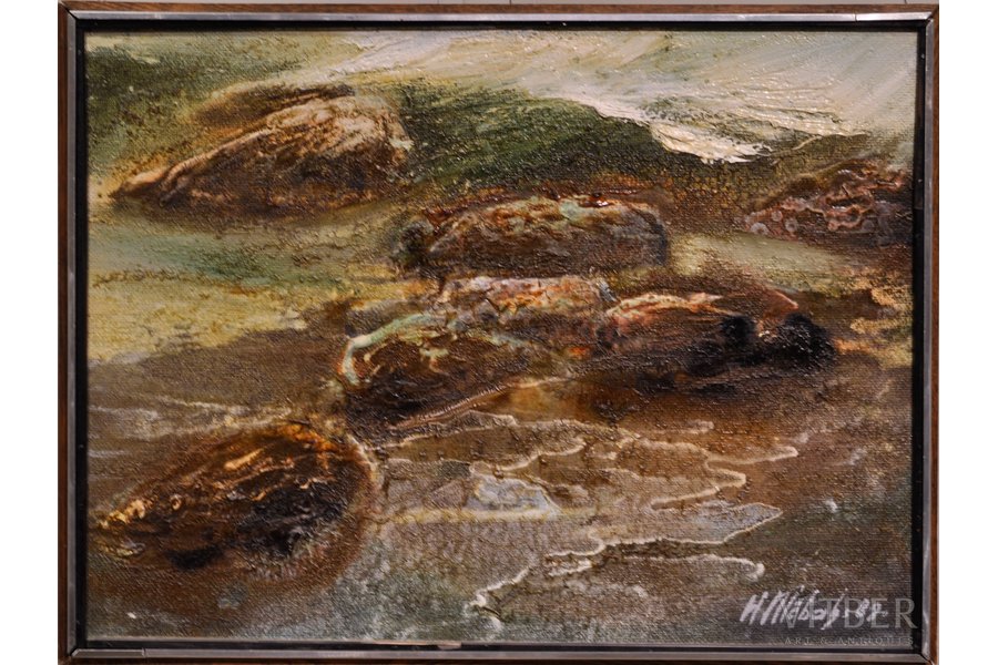 Klebahs Henrijs (1928-1998), A Sea, 1989, carton, oil, 40х55 cm