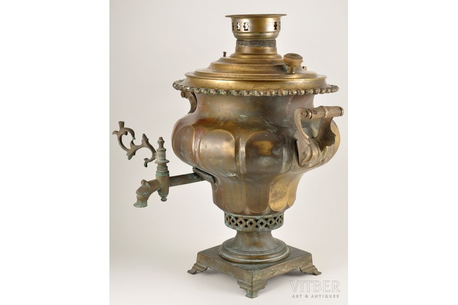 samovar, V.I.Shemarin, Tula, Russia, the border of the 19th and the 20th centuries, weight 7010 g, height 49 cm, has a crack see a photo)