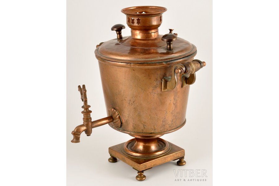samovar, Ivan Pushkov, tombac, Russia, the border of the 19th and the 20th centuries, weight 2870 g, height 33 cm