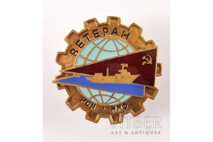 badge, РСМ ММФ veteran, USSR, 30x30 mm