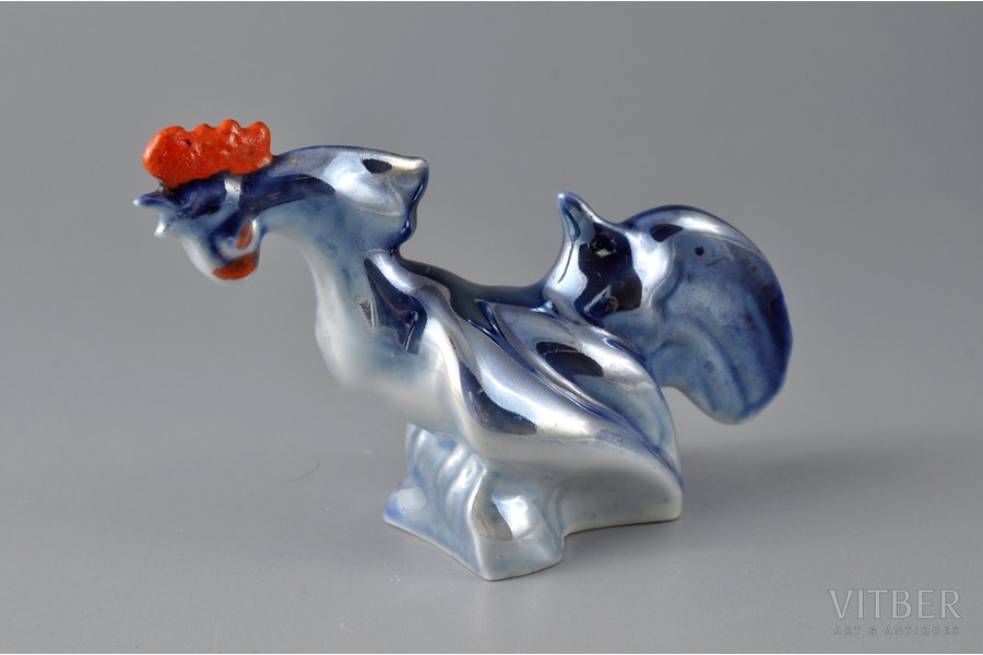 figurine, Rowdy Rooster, porcelain, Riga (Latvia), USSR, Riga porcelain factory, molder - Rimma Pancehovskaya, the 50ies of 20th cent., 7x11 cm