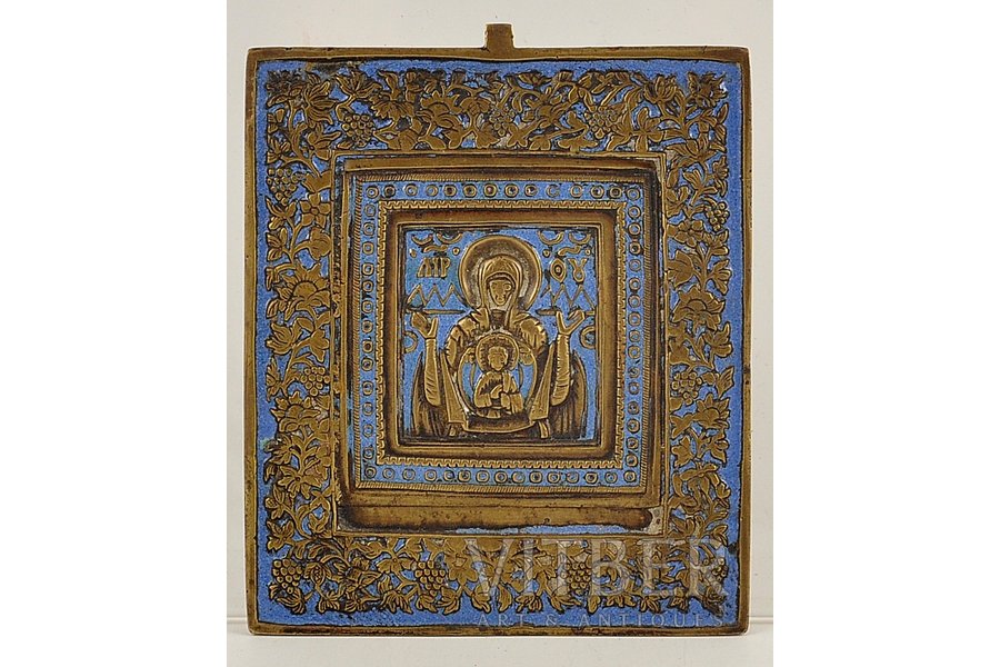 Mother of God, Sign (ORANTA), 1-color enamel, Russia, the 19th cent., 10.5x9 cm