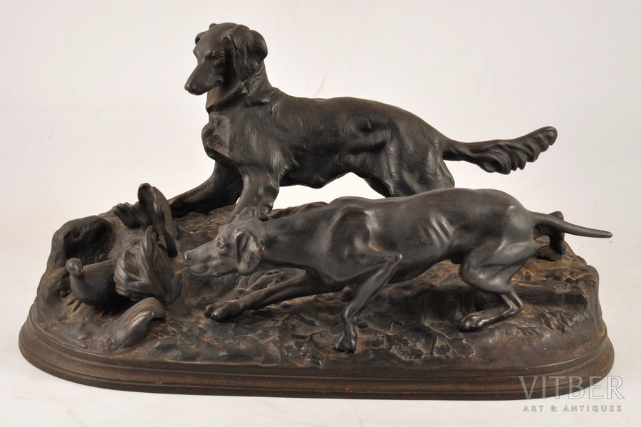 figurative composition, Dogs' hunt, cast iron, 21x40 cm, weight 8510 g., Russia, Kasli, 1910