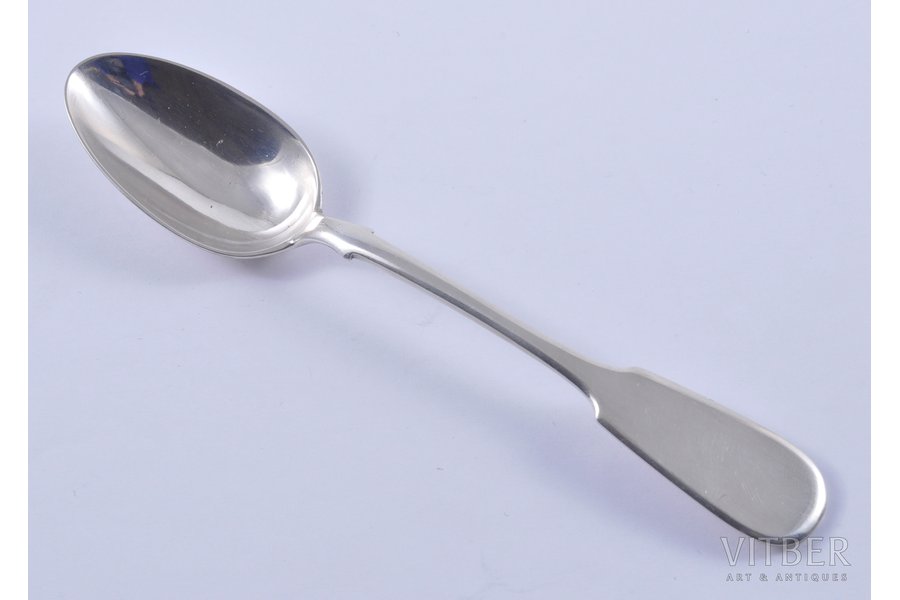 spoon, silver, 84 standard, 26.85 g, 14.5 cm, the beginning of the 20th cent., Russia, Carl Faberge