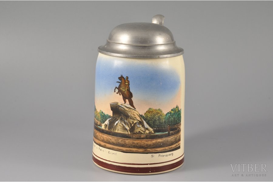 beer cup, Saint-Peterburg, monument of Peter I, porcelain, the beginning of the 20th cent., 15 cm
