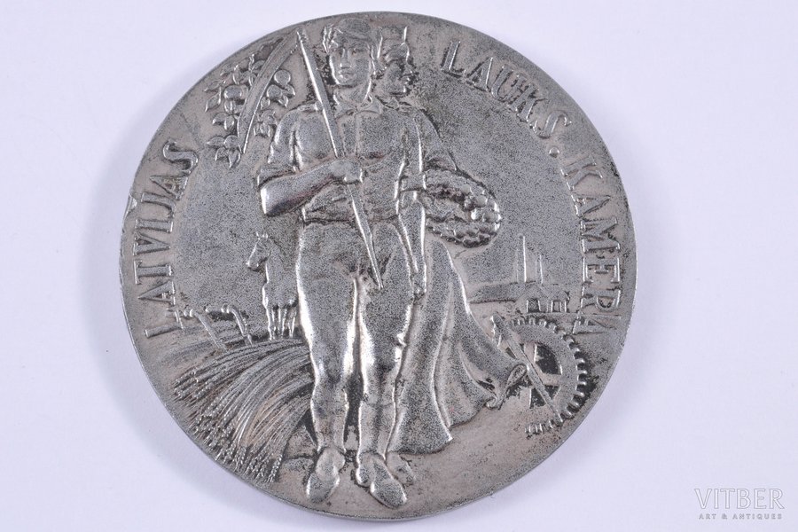 настольная медаль, За работу и усердие, Латвийская камера сельского хозяйства, Латвия, 20е-30е годы 20го века, 60х60 мм