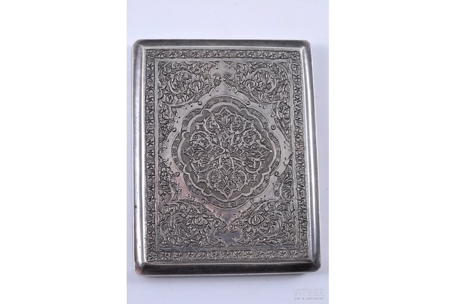 cigarette case, silver, Persia, 84 standard, 195.1 g, 8.5x6.5x1 cm, 1900-1940, craftsman Beiger Parvaresh