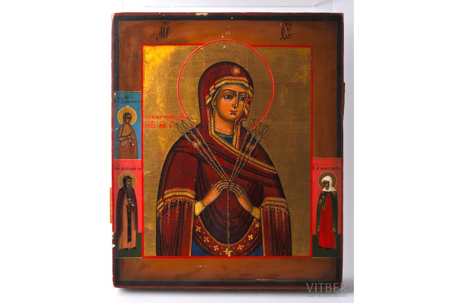 ikona, Ļauno sirdu mīkstināšana (IELĀDĒTAS PAPILDUS FOTO), dēlis, gleznojums, Krievijas impērija, 19. un 20. gadsimtu robeža, 27х22.5 cm