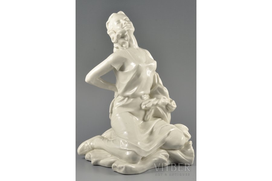figurine, Rest during the haying, porcelain, Riga (Latvia), USSR, sculpture's work, molder - Rimma Pancehovskaya, the 50ies of 20th cent., 28 cm, 1-st of 2 items