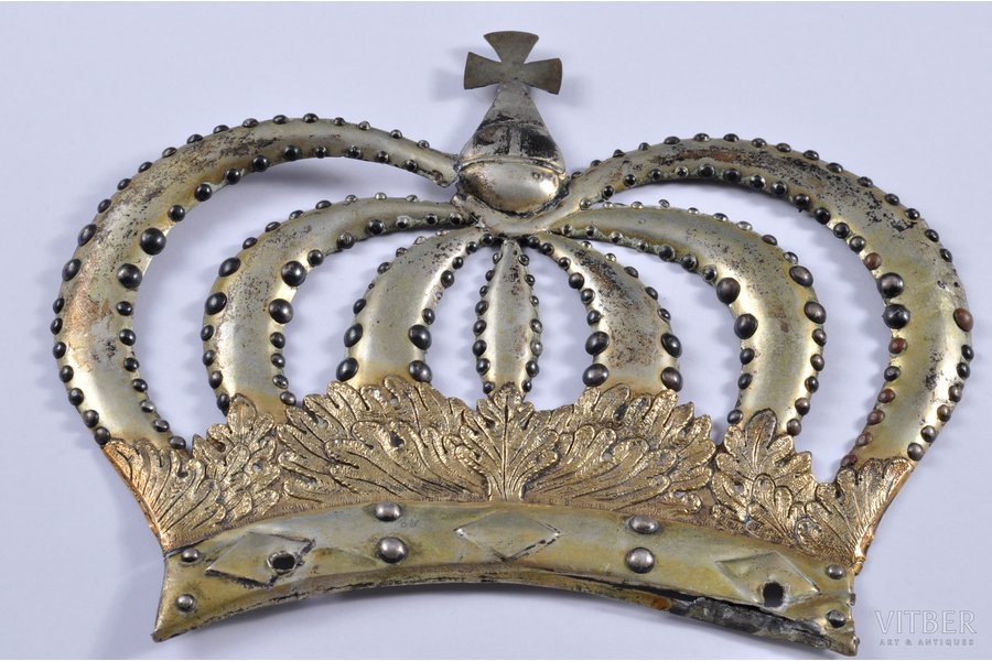 корона - венец от оклада иконы, серебро, золочение, Российская империя, 19-й век, 15x19 см, 71.85 г., накладки, штихель