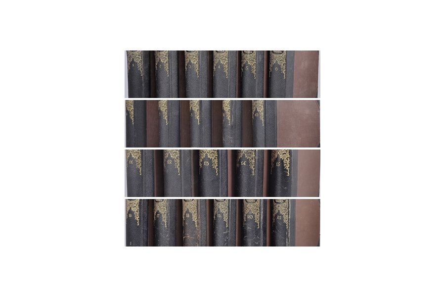 galv.redaktori: A.Švābe, A.Būmanis, K.Dišlērs, "Latviešu konversācijas vārdnīca", 1-21 sējumi, 1927-1928 g., A.Krēsliņa spiestuve, Rīga, 21 sējums, daļēji ādas vāks