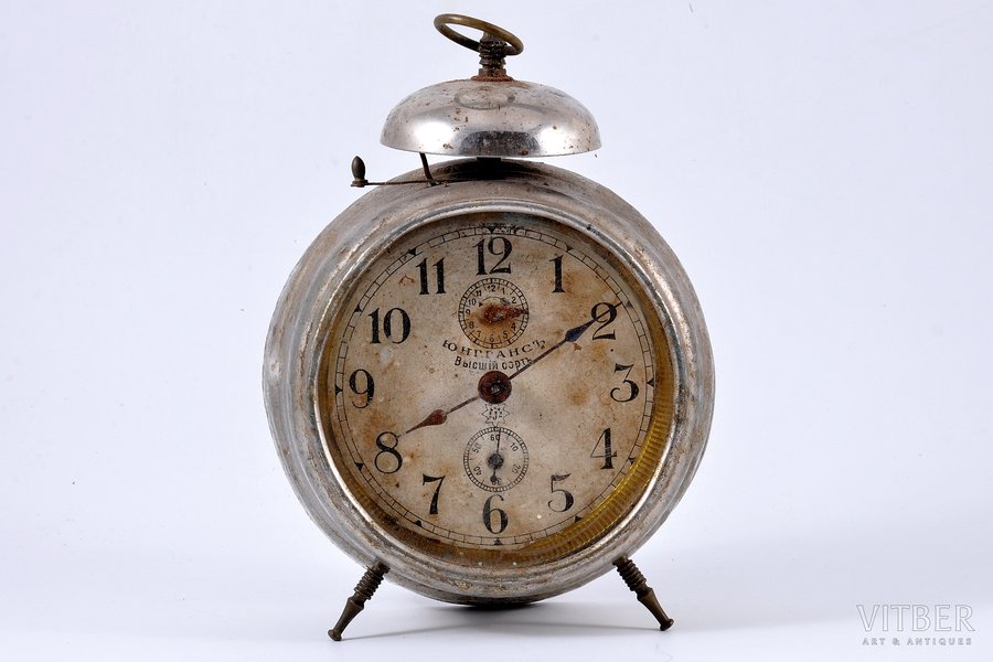 будильник, "Junghans", Германия, начало 20-го века, металл, Ø 100 мм, Не в  рабочем состоянии
