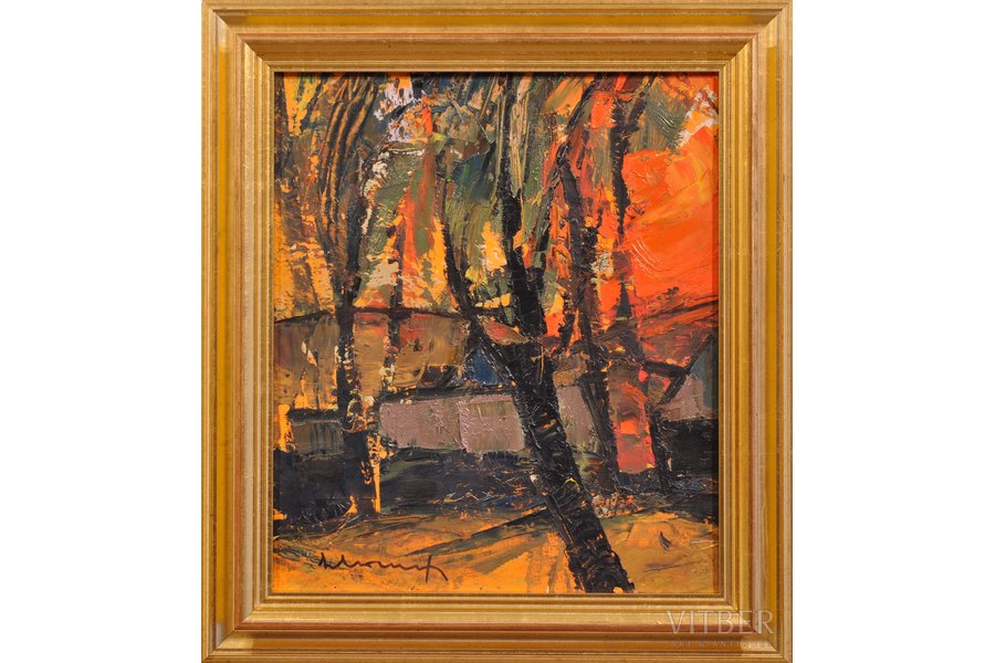 Murnieks Laimdots (1922-2011), "Evening summer", 1959, carton, oil, 38x33 cm