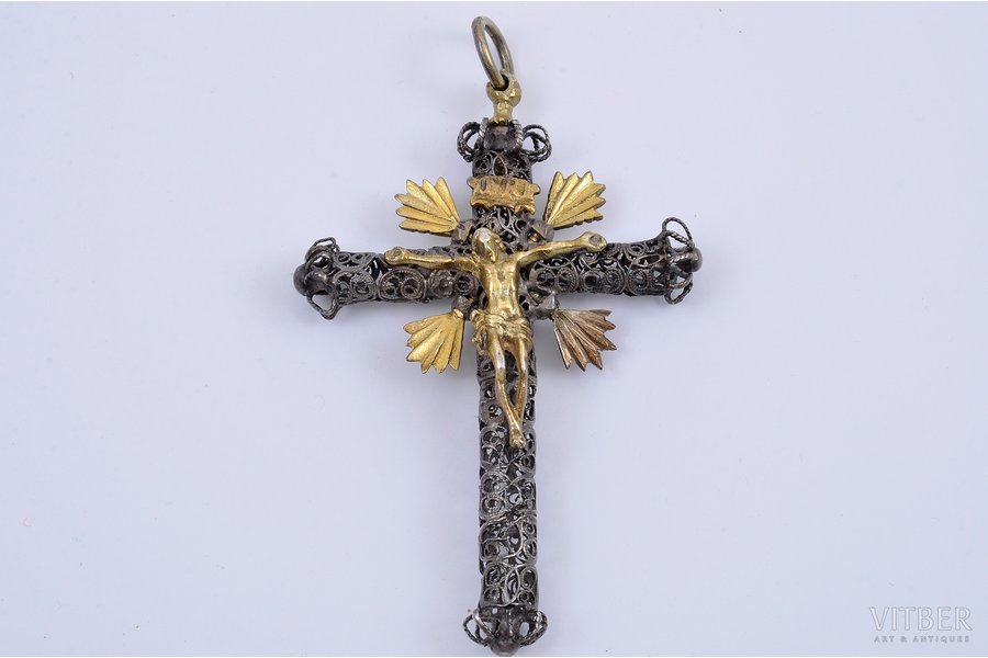 cross, silver, 84 standard, the 1st half of the 19th cent., 11x7.5 cm, 42.50 g.