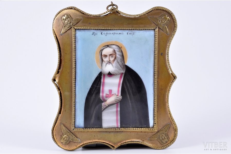 ikona, Serafims Sarovskijs, emalja, Krievijas impērija, 19. gs., 10.2x9 cm, 130.40 g.
