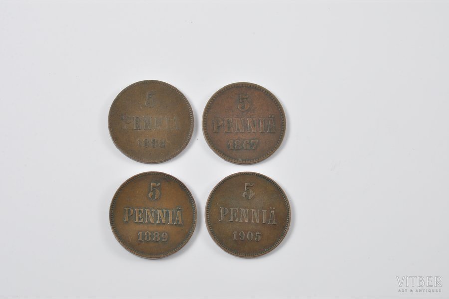 5 пенни, 1867, 1888, 1889, 190...