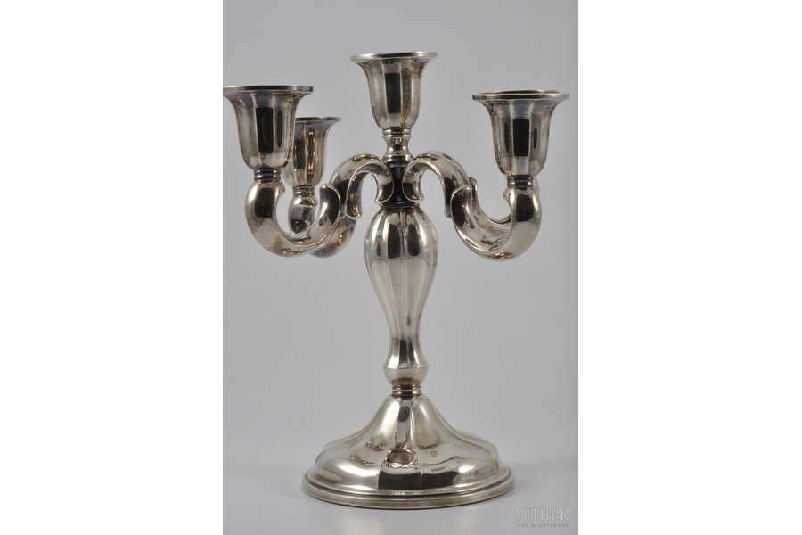 candelabrum, silver, ~ 450 g, approximate weight (due to the filler), 25 cm, Scandinavia