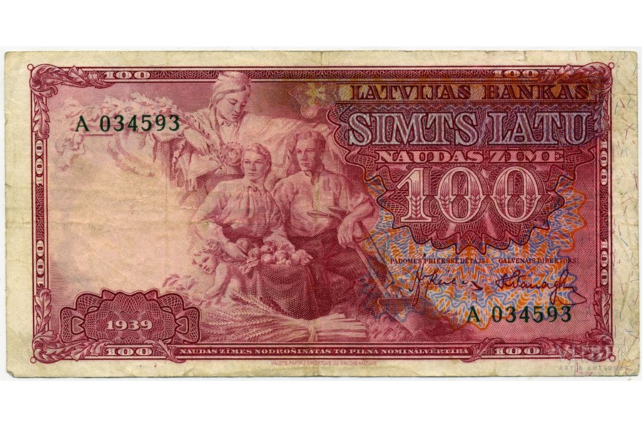 100 латов, 1939 г., Латвия