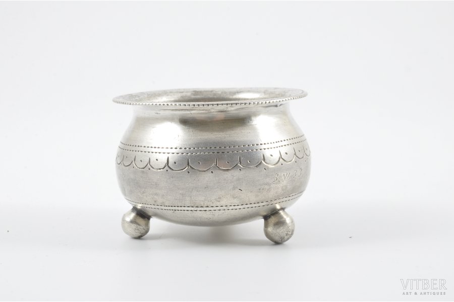 saltcellar, silver, 84 standard, 22.10 g, 3.2x4.8 cm, the 2nd half of the 19th cent., Russia