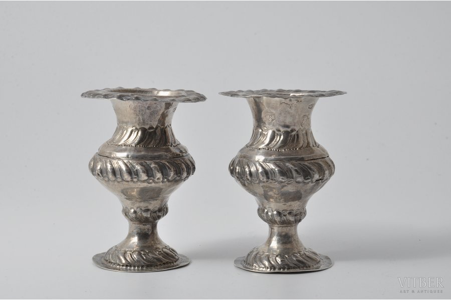 candlesticks, silver, (29.9 + 30.10) 60 g, the 18th cent.
