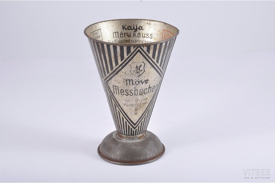 measuring cup, Kaija, metal, Latvia, the 20-30ties of 20th cent., 15.5 cm
