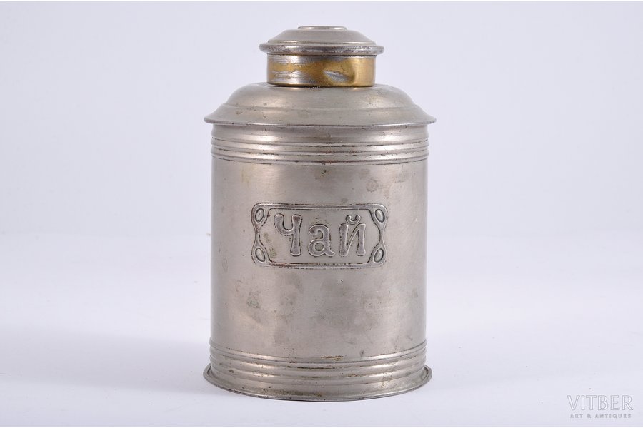 tea-caddy, Art Nouveau, metal, Russia, the beginning of the 20th cent., 15 cm