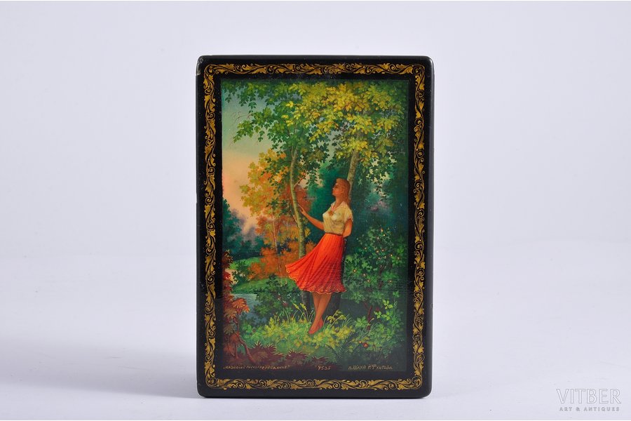 case, Miniature painting, wood, USSR, the 60ies of 20th cent., 9.5х13.5 cm