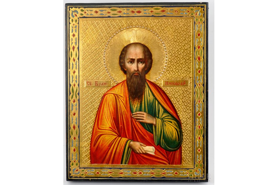 icon, "Blessed Nicholas Kochanov", board, gold leafy, Russia, the border of the 19th and the 20th centuries, 22x17.5 cm