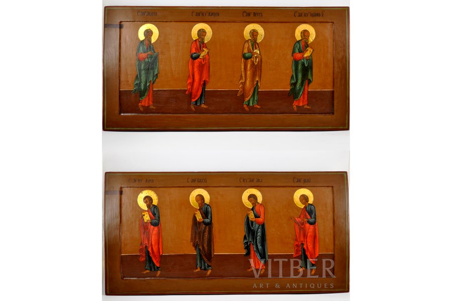 ikona, Svētie un apustuļi, zeltījums, Krievijas impērija, 19. gs. 2. puse, 35x69.5 cm