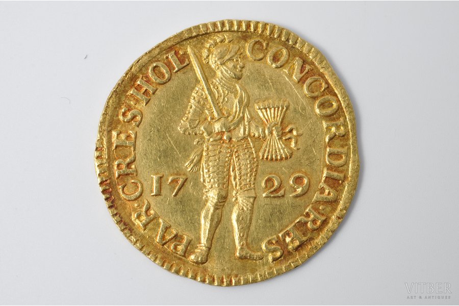 1 дукат, 1729 г., золото, Нидерланды, 3.45 г, Ø 23-23.5 мм, XF