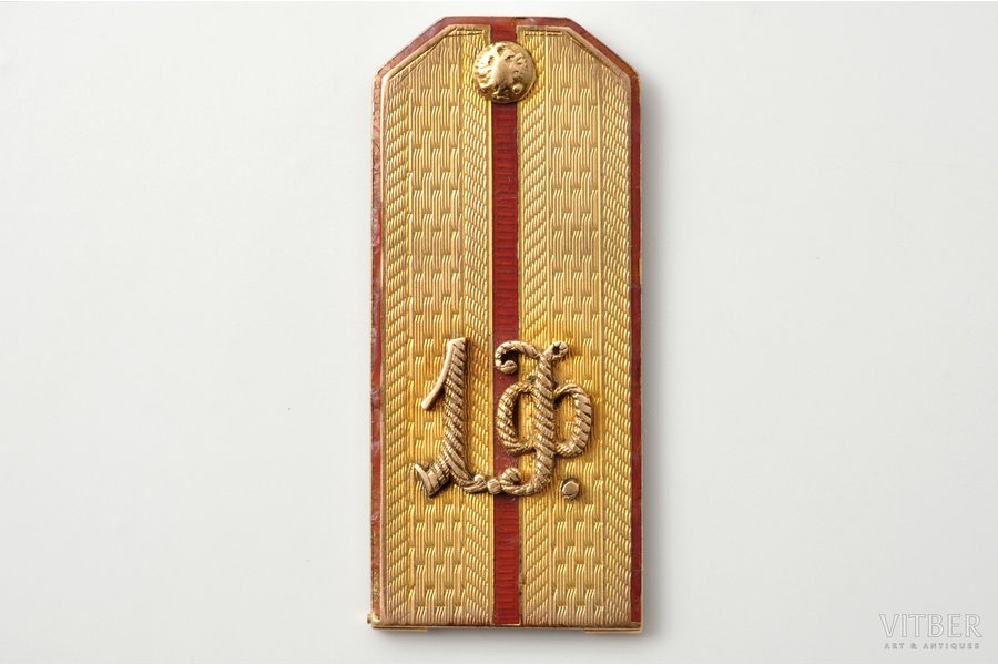 badge, shoulder-strap,  1st Finnish Rifle Brigade, gold, enamel, Russia, 6.60, 39.7 x 17.6 mm, 6.70 g