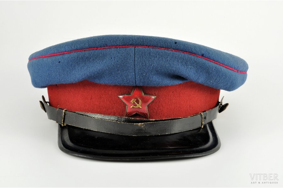 naga cepure, IeTK (NKVD), PSRS, 1935-1937 g., kokardes rets variants (32 x 35 mm) ar uzliekamo sirpi un amuru