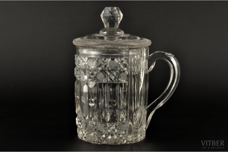 mug, Imperial Glass Factory, the 1st half of the 19th cent., 17 cm, Expert conclusion by Polyashova O.M., crack at the base of the handle